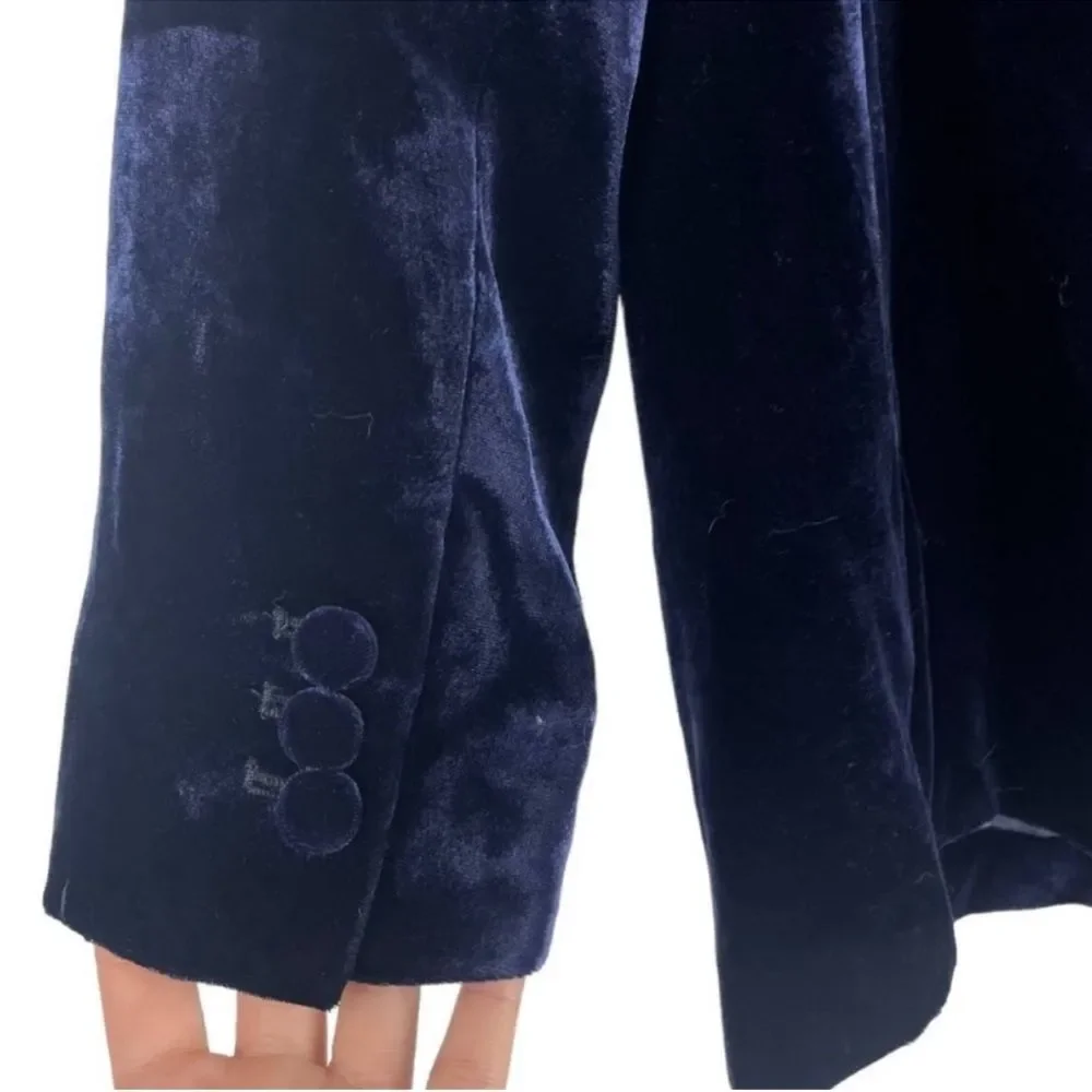J. Crew Double Breasted Drapey Velvet Blazer Jacket Navy Twilight size 4